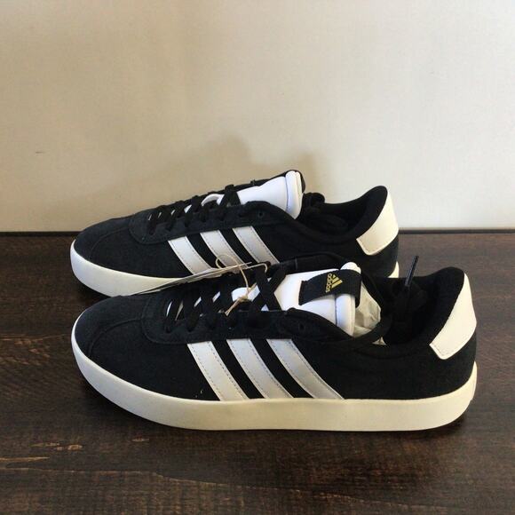 Adidas Womens VL Court 3 Sneaker Black White Gold Metallic Size 8.5 Skateboard - Picture 3 of 7